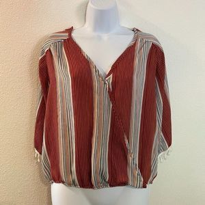 Lavender Field V-Neck striped blouse